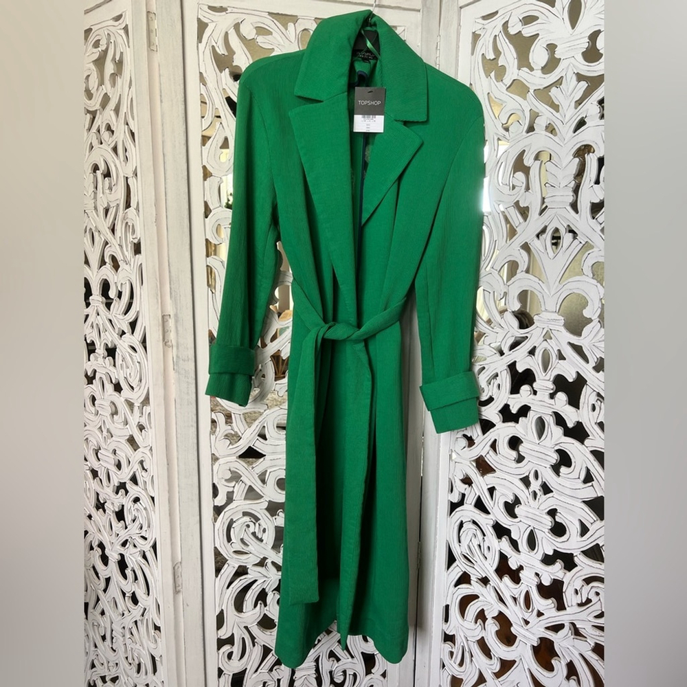 Topshop Long Green Trench Coat